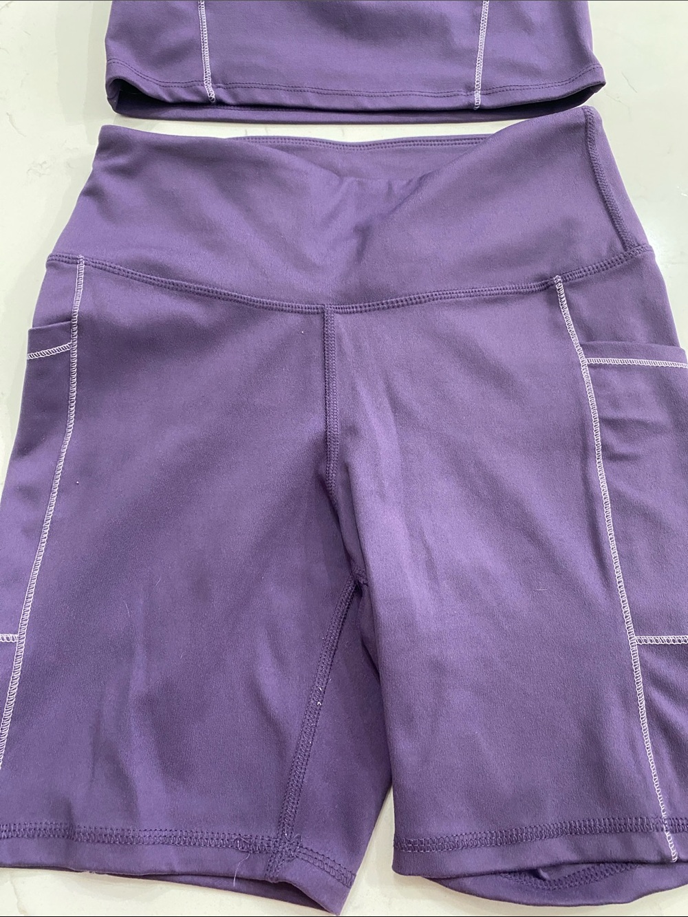 Jessica Simpson Purple Athletic Crop Top & workout Shorts Set - Picture 2 of 7
